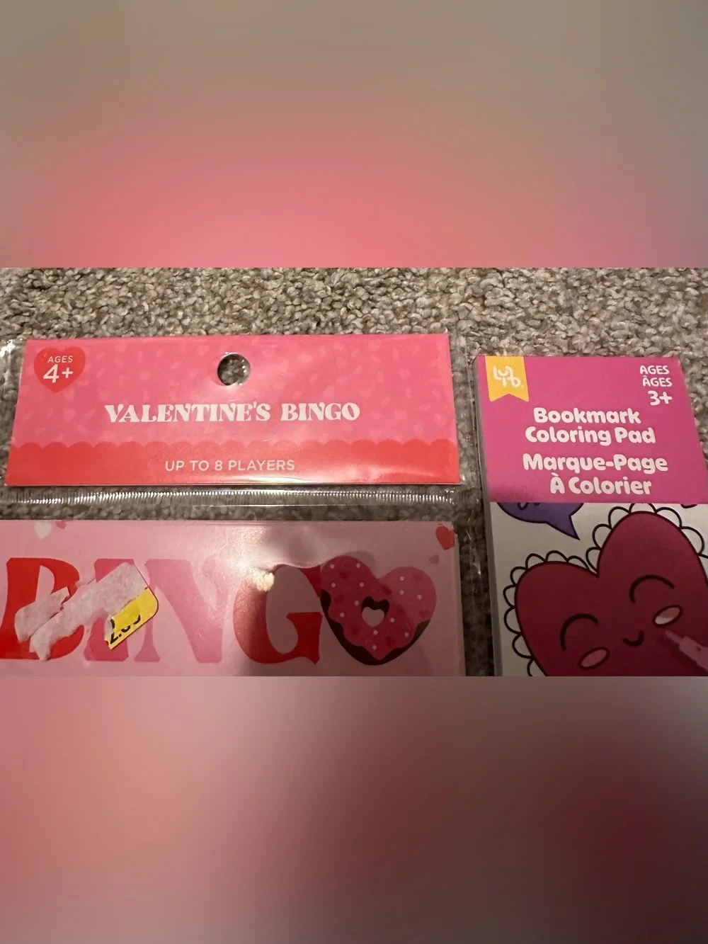 Valentine's Bingo & Coloring Bookmark Pack